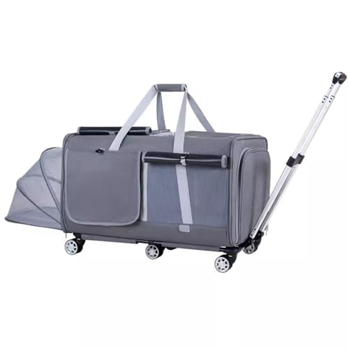 GNBOW Erweiterbarer Katzentransporter, Doppel-Katzentransporter, Katzentransporter mit Rädern, weiche Katzentransporter for große Katzen (Color : Light Grey, S : 71 * 49 * 38cm)