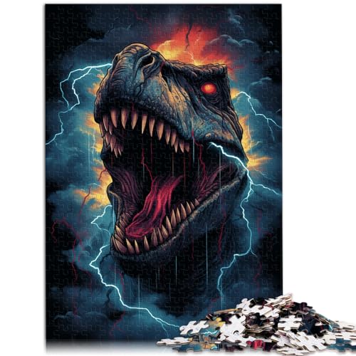 Puzzles Der Wilde Tyrannosaurus Rex, 1000-teiliges Holzpuzzle für Erwachsene und die Weihnachtswunschliste mit dem Weihnachtsmann (50 x 75 cm)