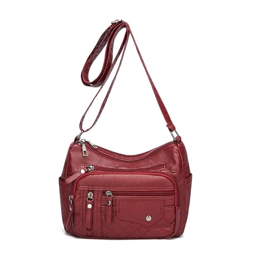 Meiliyizu 2024 Umhängetasche, vielseitige trendige Ledertasche, mehrere Fächer, Crossbody-Tasche für Damen, vielseitige modische Tasche