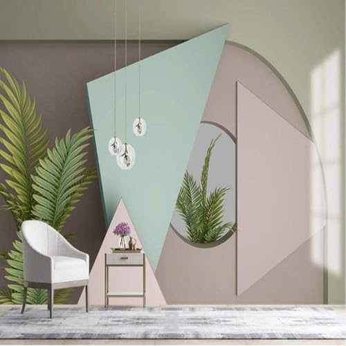 Einfaches Geometrisches Grün 3D Tapete Poster Restaurant Schlafzimmer Wohnzimmer Sofa TV Dekorative Wand-300cm×210cm