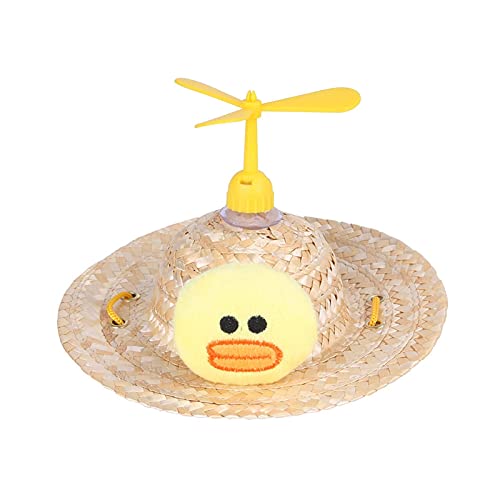 Z-LIANG Lustiger Stroh Sommer Regenschirm Hut Hund Hund Dekoration Spielzeug Hundebedarf Mode Helm Pet Hat (Color : Yellow Duck, Tamaño : S)