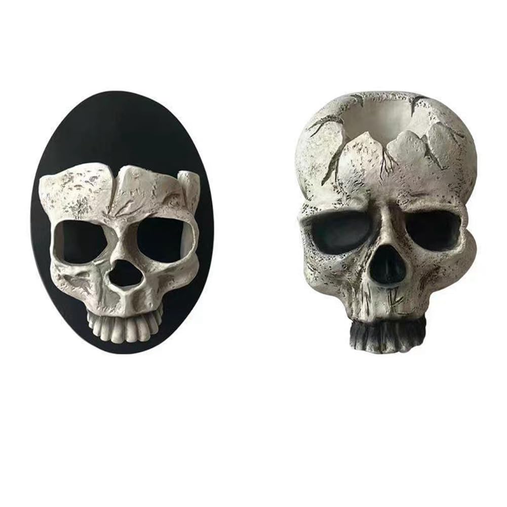 Yunnaty 2 Stück Totenkopf-Kerzenhalter, Gruseliger Teelichtbecher, Gothic-Dekoration für Halloween, Weihnachten