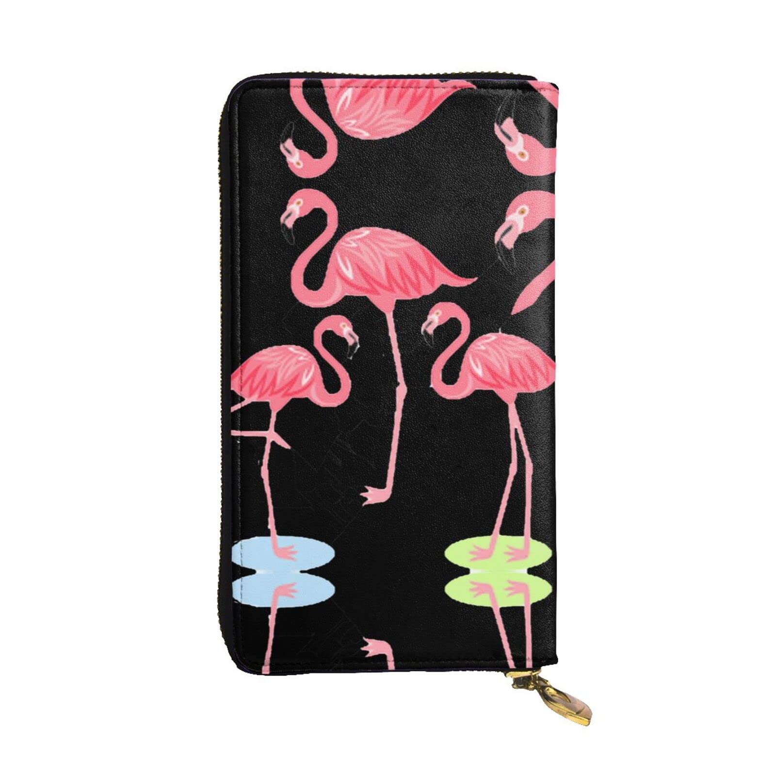 DMORJ Vier Flamingos Leder Lange Clutch Geldbörse: 19 x 10 cm Bequem Leicht Wasserdicht Langlebig Schönes Geschenk, Schwarz, Einheitsgröße, Schwarz , Einheitsgröße