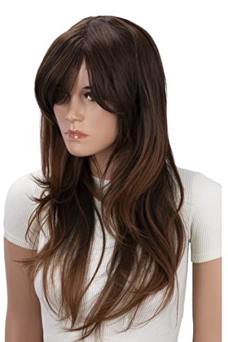 PRETTYSHOP Perücke 60cm Hitzebeständige Wig Voluminös Langhaar Cosplay Theater Show Glatt Braun FZ505b