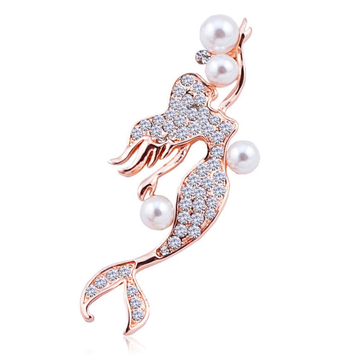 Brosche Kreative Strass Meerjungfrau Broschen for Frauen Unisex Perle Sexy Fee Fisch Abzeichen Party Büro Brosche Pin Anhänger Corsage Geschenk (Color : X5)