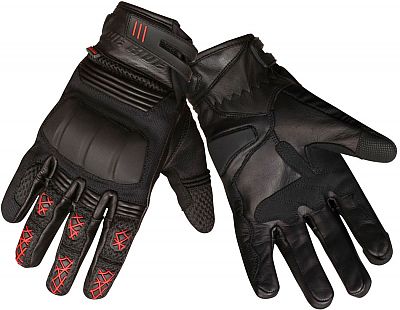 Modeka Motorradhandschuhe ENNOS elastisch Leder mit Amara und CE, Schwarz Rot, 9