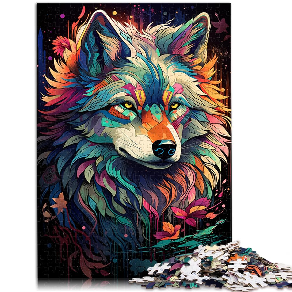 Puzzles für „Die farbenfrohe Psychedelie der Polarwölfe“, 1000-teiliges Puzzle, Holzpuzzle, schwieriges, schweres Puzzle, 1000 Teile (50 x 75 cm)