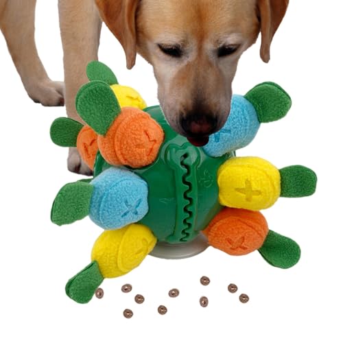 Xasbseulk Schnüffelball für Hunde, Karotten-Design, Puzzle-Futterspender, Spielzeug – Quietschender Puzzle-Ball für Hundetraining und Stressabbau, fördert natürliche Futtersuche