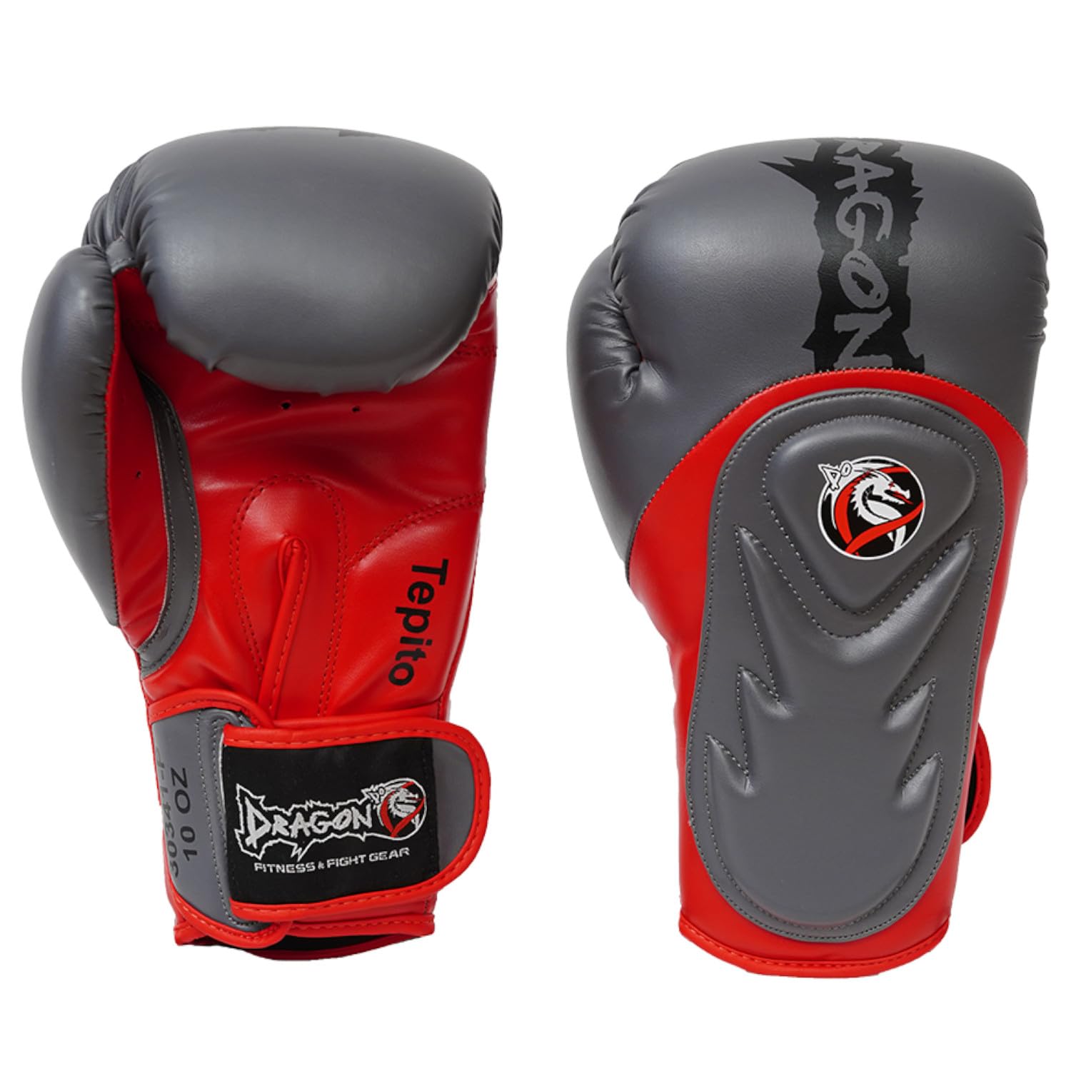 DRAGON DO Tepito Boxhandschuhe männer Herren Boxhandschuhe Kickboxen Muay Thai Boxing Gloves Kampfsport Handschuhe Combat Gloves Boxing Training Schwarz Adult10 12 14 Oz (Grau-Rot, 10 Oz)