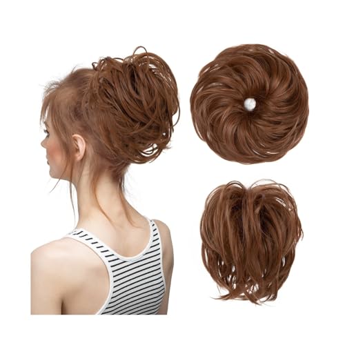 Haarteile Haarknoten Synthetisches elastisches unordentliches Brötchen, Kunsthaar, Chignon, lockiges Haargummi, Hochsteckfrisur, Donut-Haarteile, Bänder, Bündel, Schwanz, blondes Haar for Frauen Brötc