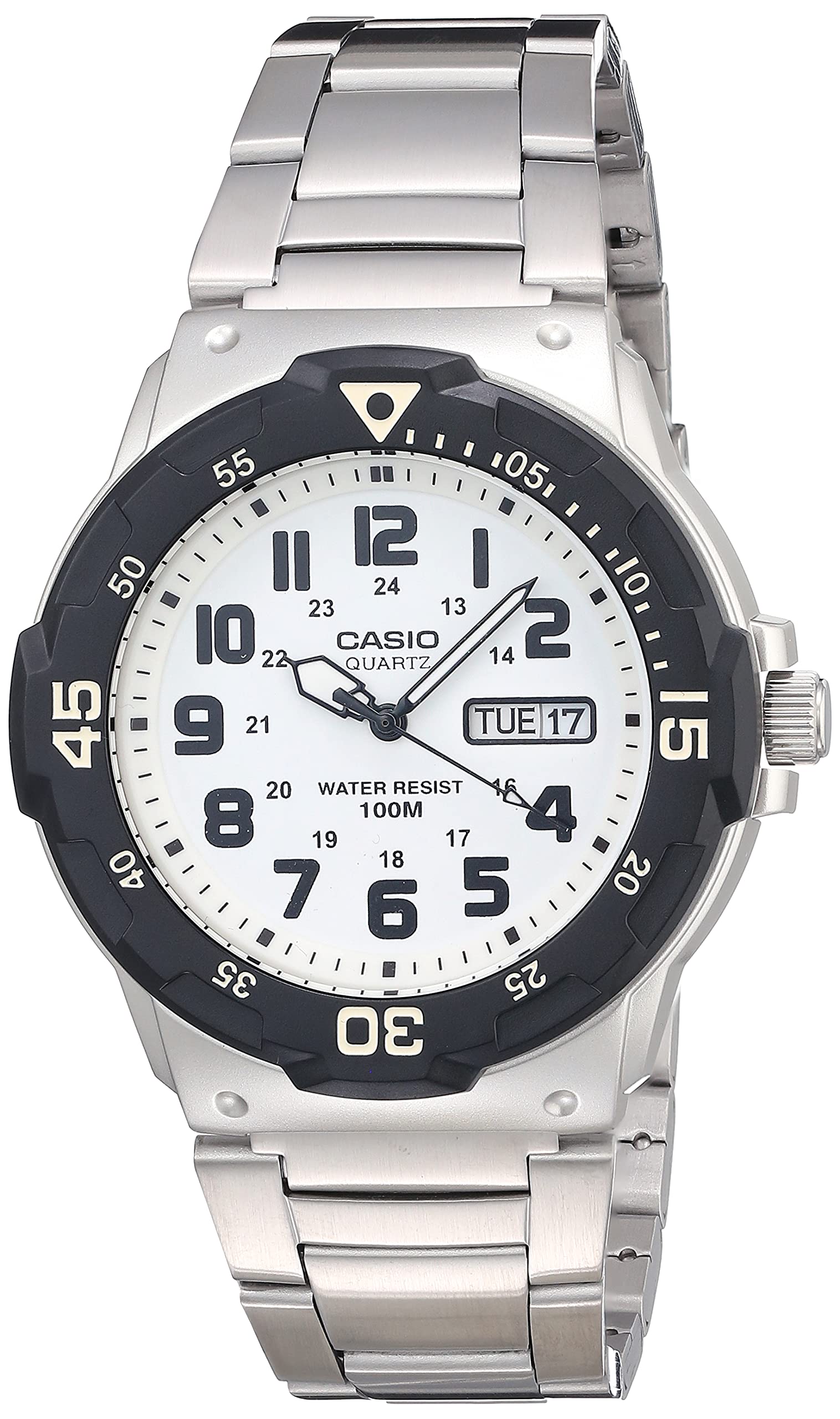 Casio Men's Diver Style Quartz Watch with Stainless Steel Strap, Silver, 23.8 (Model: MRW-200HD-7BVCF)