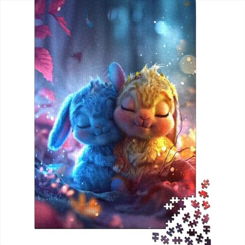 Wasser-Feuer-Baby-Kaninchen-Kunst-Puzzle für Erwachsene 1000 Teile Puzzle für Erwachsene Teenager ganze Familie und die (Größe: 75 x 50 cm)