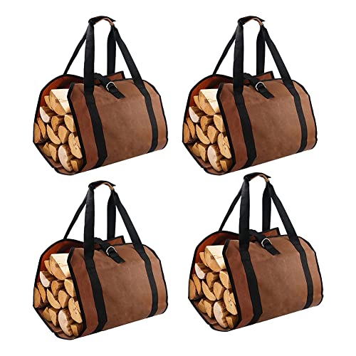 Seprendi 4PCS Brennholz Aufbewahrungstasche Tragbare Brennholz Tragetasche Tragbare Leinwand Protokollierung Tasche, siehe abbildung