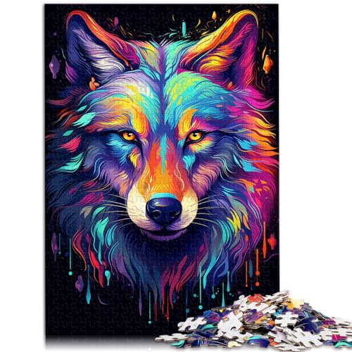 Puzzles Lernspiele Bunter Psychedelischer Wolf Puzzles 1000 Teile für Erwachsene Holzpuzzle 1000 Teile (50x75cm)