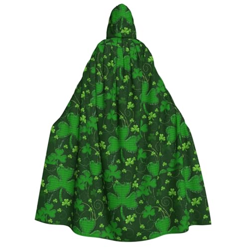 WURTON Hintergrund St. Patrick's Day Glitzer Druck Kapuzenumhang für Damen und Herren Halloween Karneval Cosplay Mottopartys Dekor