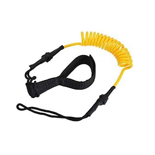 BFVAKBKYT Kajak Paddel Leine, Kajakpaddel, Sicherheitsseilverschluss, elastisches TPU, Anti-Verlust-Board, Flexible Leine, Outdoor-Bootszubehör for Boote, Schiffskanus, dehnbar, aufgerollt(Yellow)