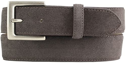 BELTINGER Gürtel aus Veloursleder 3,5 cm | Velour-Ledergürtel für Herren 35mm | Wildleder-Gürtel mit antik-silber Gürtelschließe | Dunkelbraun 85cm