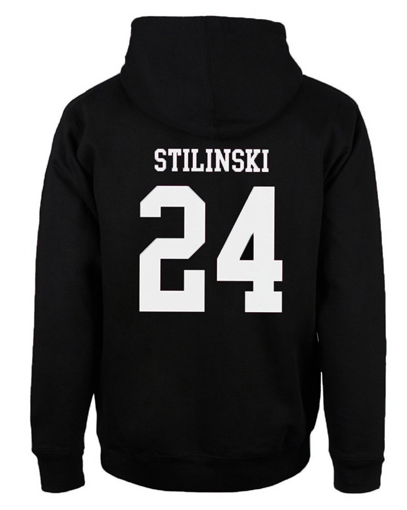 Herren-Kapuzen-Sweatshirt mit Aufdruck, Kapuzenpullover, lässig, Oberteil Gr. Small, Stilinski 24 schwarz