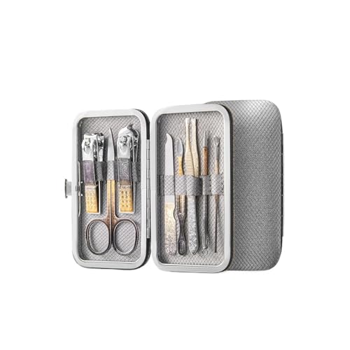 Maniküre Set Graues Nagelknipser-Set, 8/12/18-teilig, Maniküre-Set, professionelles Pediküre-Set, Herren-Accessoires, Körperpflege-Set Profi Nagelknipser Set(8pcs)