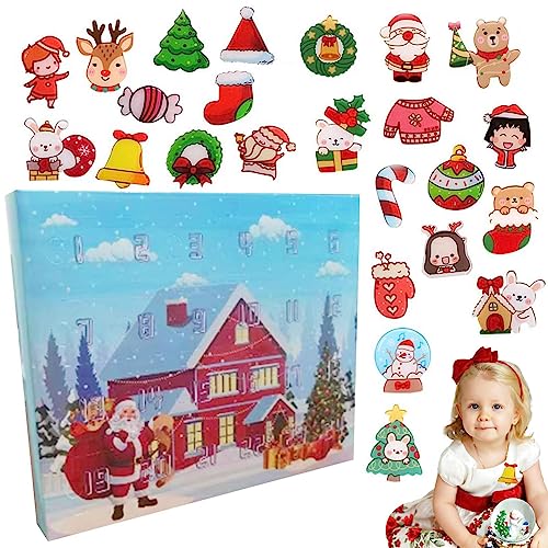 4 Stück Adventskalender 2022, lustige Weihnachtsbrosche, Adventskalender 2022 für Kinder – 2022 Weihnachts-Countdown-Kalender-Set, Box, Urlaubsdekoration Ukalou