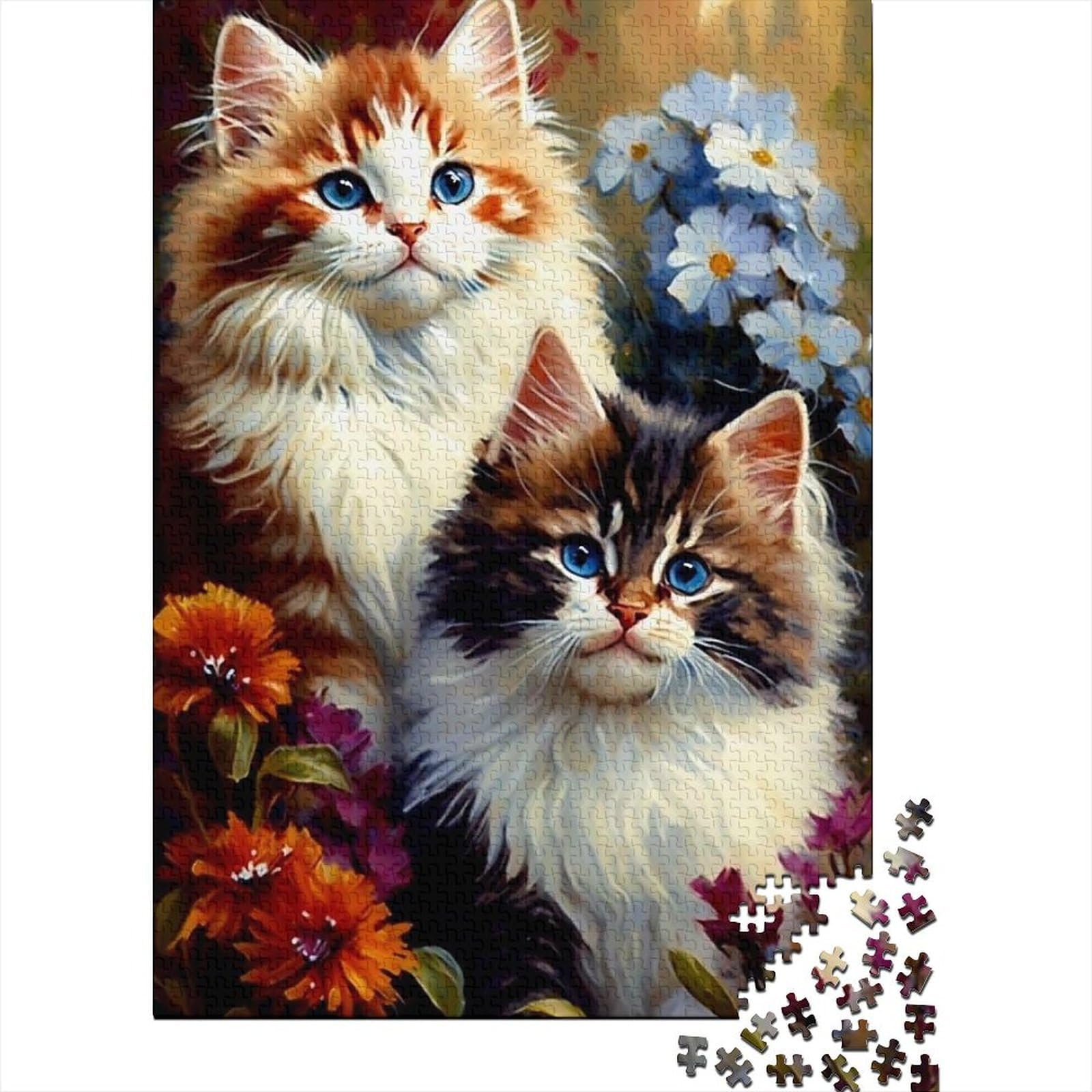 Puzzle mit bunten Katzen, Puzzle für Erwachsene und Teenager, 1000 Teile, für Erwachsene, schwierige, anspruchsvolle Puzzles, 1000 Teile (75 x 40 cm)