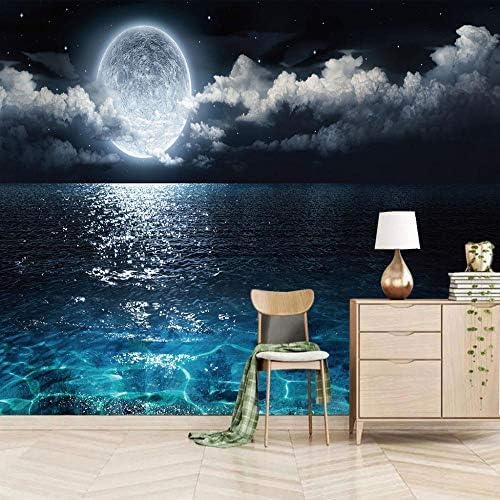 XLMING Blauer Mond Wand Kinderzimmer Erwachsene Bild Poster 3D Tapeten Home Esszimmer Sofa Schlafzimmer Wohnzimmer TV Hintergrund-250cm×170cm