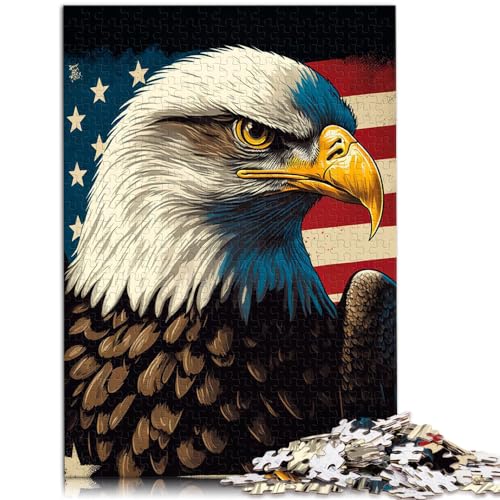 Puzzles für Adler, amerikanische Flagge, Puzzles 1000 Teile, Puzzles für Erwachsene, Holzpuzzles, interessante Puzzles zur Stressreduzierung, 1000 Teile (50 x 75 cm)