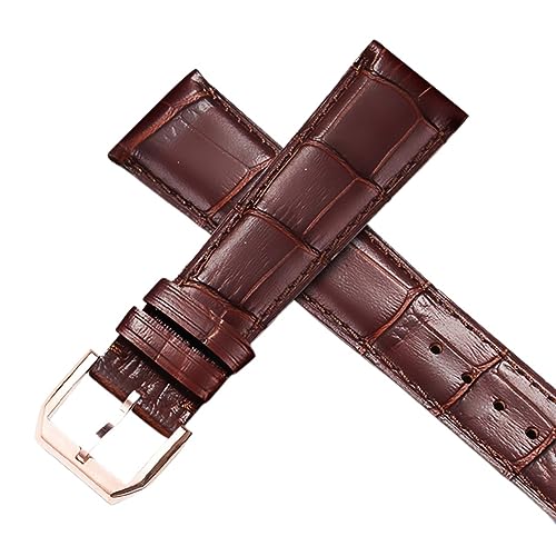 SCRUBY Beobachten Sie Armband für IWC Pilot Watches Portofino Portugieser Männer Strap Watch Accessorie Real Leder Uhren Band Uhrengürtelkette(Brown-RoseGoldClasp1,20mm)