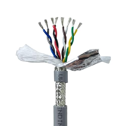 5 Meter TRVVPS verzinntes Kupferkabel 26/24/22AWG 2/4/6/8-adriges verdrilltes Paar geschirmter Kern PVC-isoliertes graues weiches Kabel mit Schleppkette (Color : 4 Cores, Size : 26 AWG 5Meters)