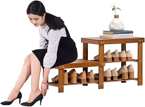 Schuhbank Bambus 3-Tier Schuhregal Holz Schuhbank Mit Sitzfläche Schuhregal ​Aufbewahrung Organizer Für Eingangsbereich Flur Wohnzimmer Ladekapazität Bis Zu 120 Kg