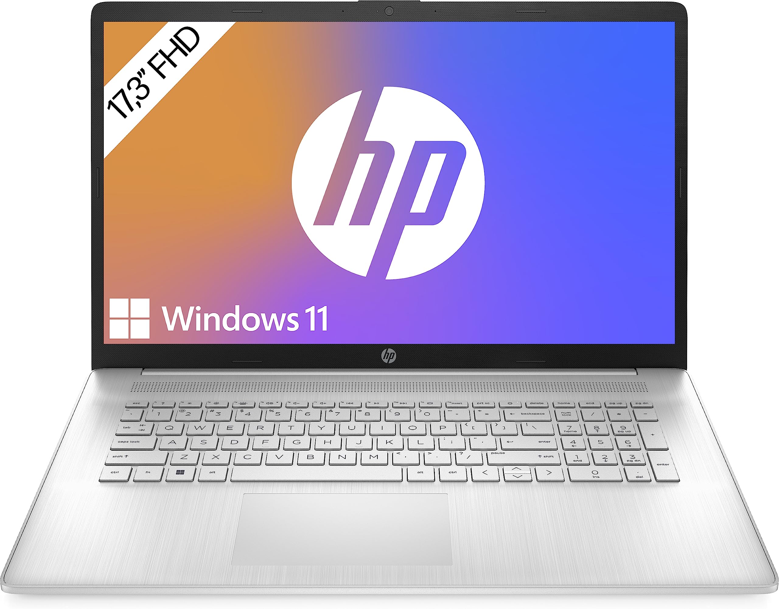 HP Laptop / 17,3" FHD Display / AMD Ryzen 5 7520U / 16GB DDR5 RAM / 512GB SSD / AMD Radeon-Grafik / Windows 11 / QWERTZ / Silber inkl. 25 GB Dropbox-Speicher für 12 Monate