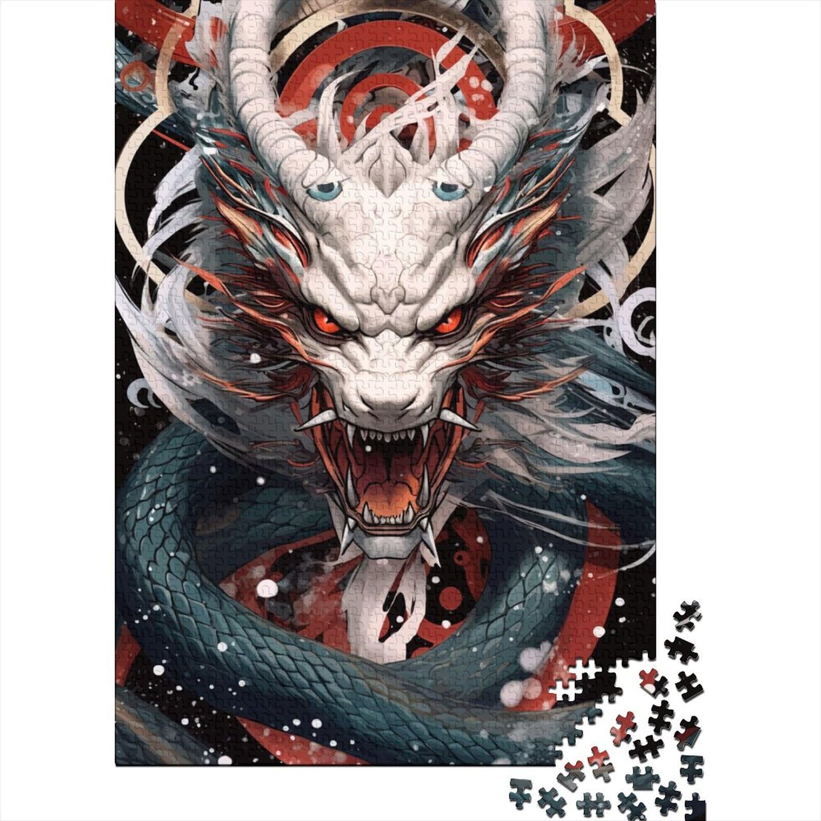 King Fantasy Dragon Puzzles Puzzles für Erwachsene und Teenager 500 Teile Puzzles für Erwachsene und Teenager Holzpuzzles für Erwachsene und Teenager 52x38cm