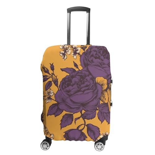 CSGJMYGS Reisegepäckabdeckung, elastisch, waschbar, modisch, kratzfest, Motiv: Rosen und violette Blumen, Kofferschutz, passend für 45,7 - 81,3 cm Gepäck, Style-3, XL