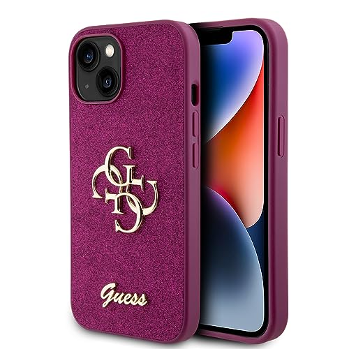 Guess GUHCP15SHG4SGU Hülle für iPhone 15 6.1" lila hardcase Glitter Script Big 4G