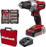 Einhell Akku-Bohrschrauber TE-CD 18/2 Li +39 (1x2,5Ah) Power X-Change (Li-Ion, 18 V, 44 Nm, 2-Gang-Getriebe, inkl. 2,5 Ah Akku, Schnellladegerät und 39-tlg. Zubehör-Set) Rot/Schwarz, 190