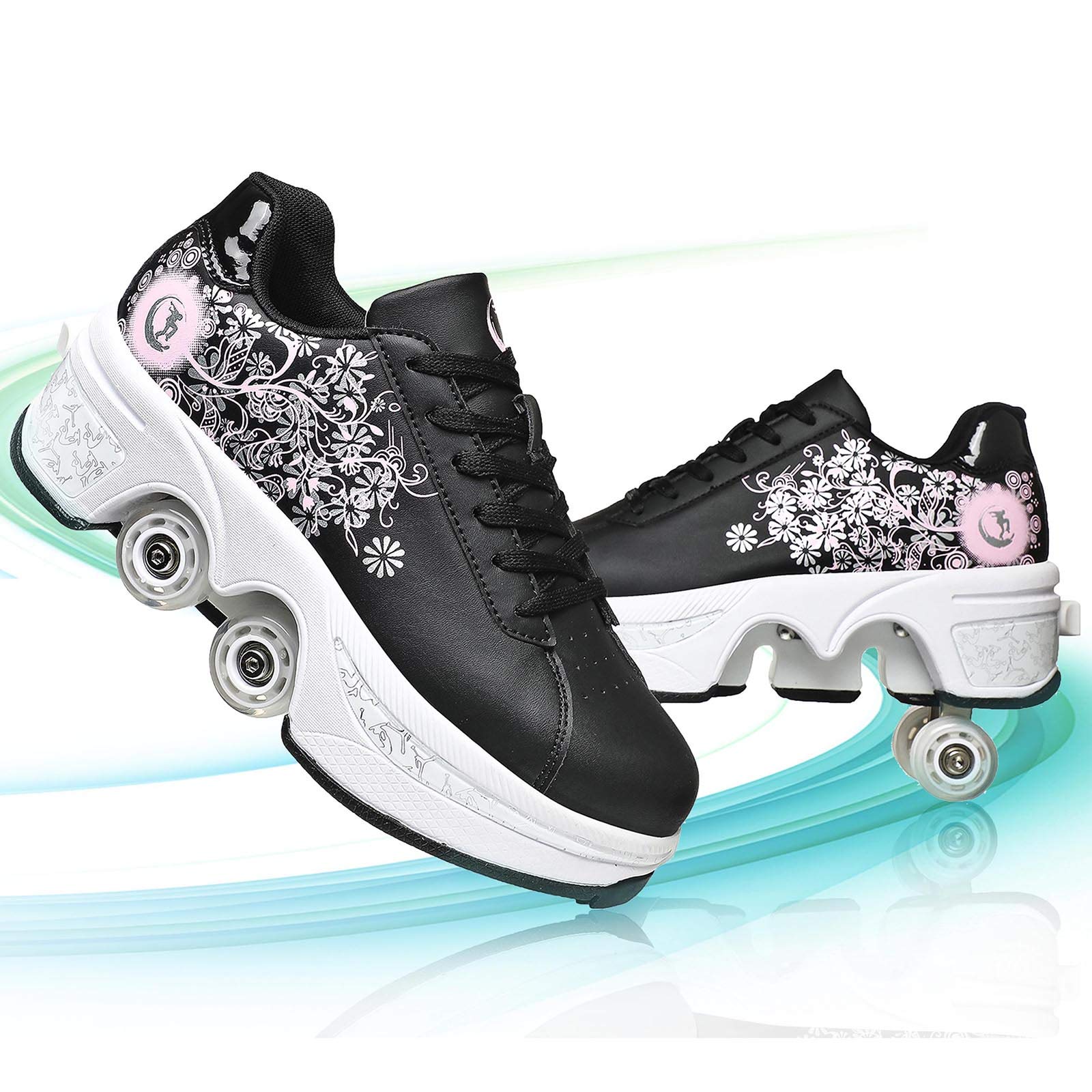 Pinkskattings@ Damen Und Mädchen Rollschuhe Skateboard Schuhe Kinderschuhe Mit Rollen Skate Shoes Rollen Schuhe Sportschuhe Laufschuhe Sneakers Mit Rollen Kinder