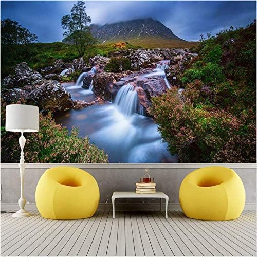 XLMING Einfache Wasserfall-Fluss-Landschaft 3D Tapeten Home Esszimmer Sofa Schlafzimmer Wohnzimmer TV Hintergrund-350cm×256cm