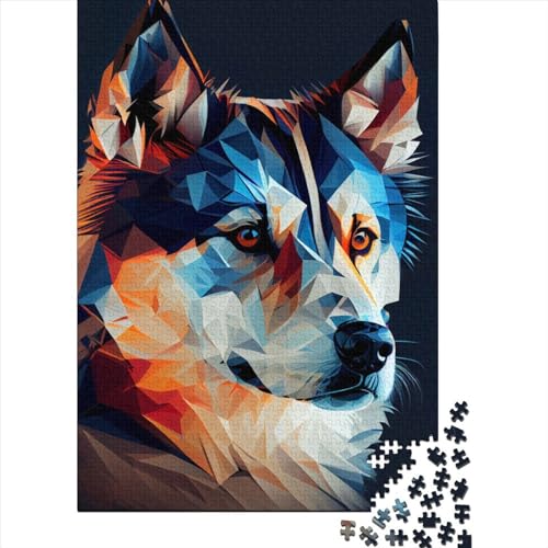 500 große Teile Puzzle für Erwachsene Husky Abstraktes Holzpuzzle Puzzles Puzzles für Erwachsene Teenager Schwierige, Schwere Puzzles 20,47 x 14,96 Zoll