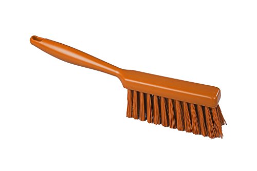 Maya Professional Tools 90255-7 Handfeger mit Befestigungssystem, Harz, harte Borsten, FBK/Lebensmittelhygiene, 340 mm x 35 mm, Orange