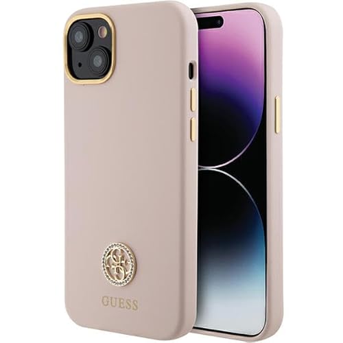 CG MOBILE Guess GUHCP15M4DGPP Hülle für iPhone 15 Plus 6.7" Rosa hardcase Silicone Logo Strass 4G