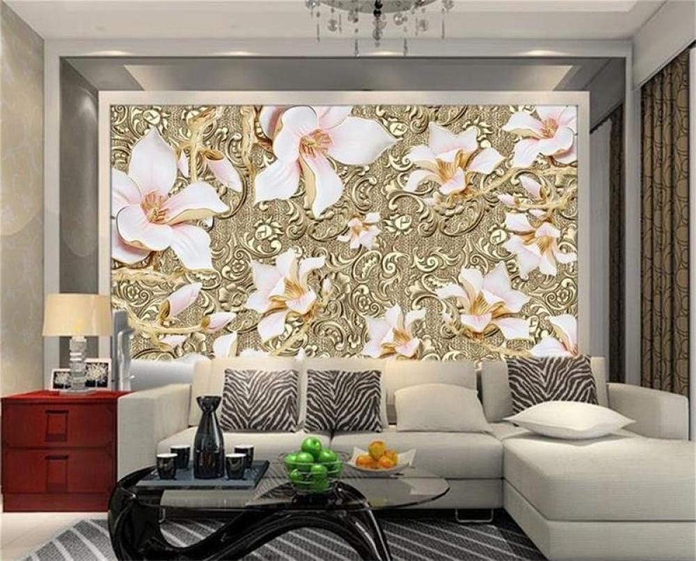 Geprägte Magnolienblüte 3D Tapete Poster Restaurant Schlafzimmer Wohnzimmer Sofa TV Dekorative Wand-400cm×280cm