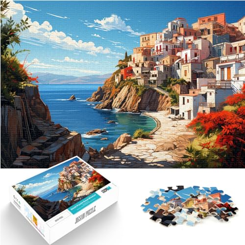 Puzzles für farbenfrohe griechische Inseln. 1000-teiliges Puzzle aus Holz. anspruchsvolles, unterhaltsames Spiel für die ganze Familie. 1000 Teile (50 x 75 cm)