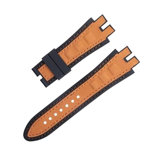 IOTUP Uhrenarmband aus Nubukleder, 28 mm, schwarz, blau, rot, gelb, Silikon, Zubehör, passend für Roger Dubuis Armband für Excalibur-Serie, 28mm, Achat