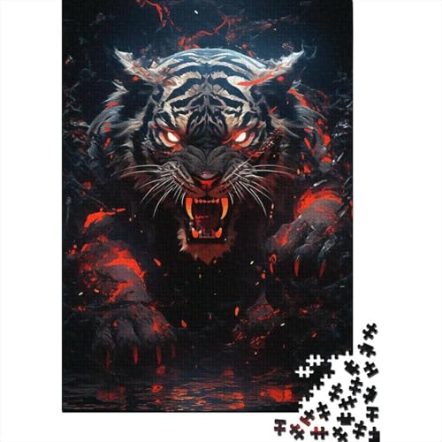 Kunstpuzzle für Erwachsene 500 Teile, Neon-Feuertiger für Erwachsene, 500 Teile, Puzzlegeschenke, Lernspielzeug, Familienspiele (Größe 52x38cm)