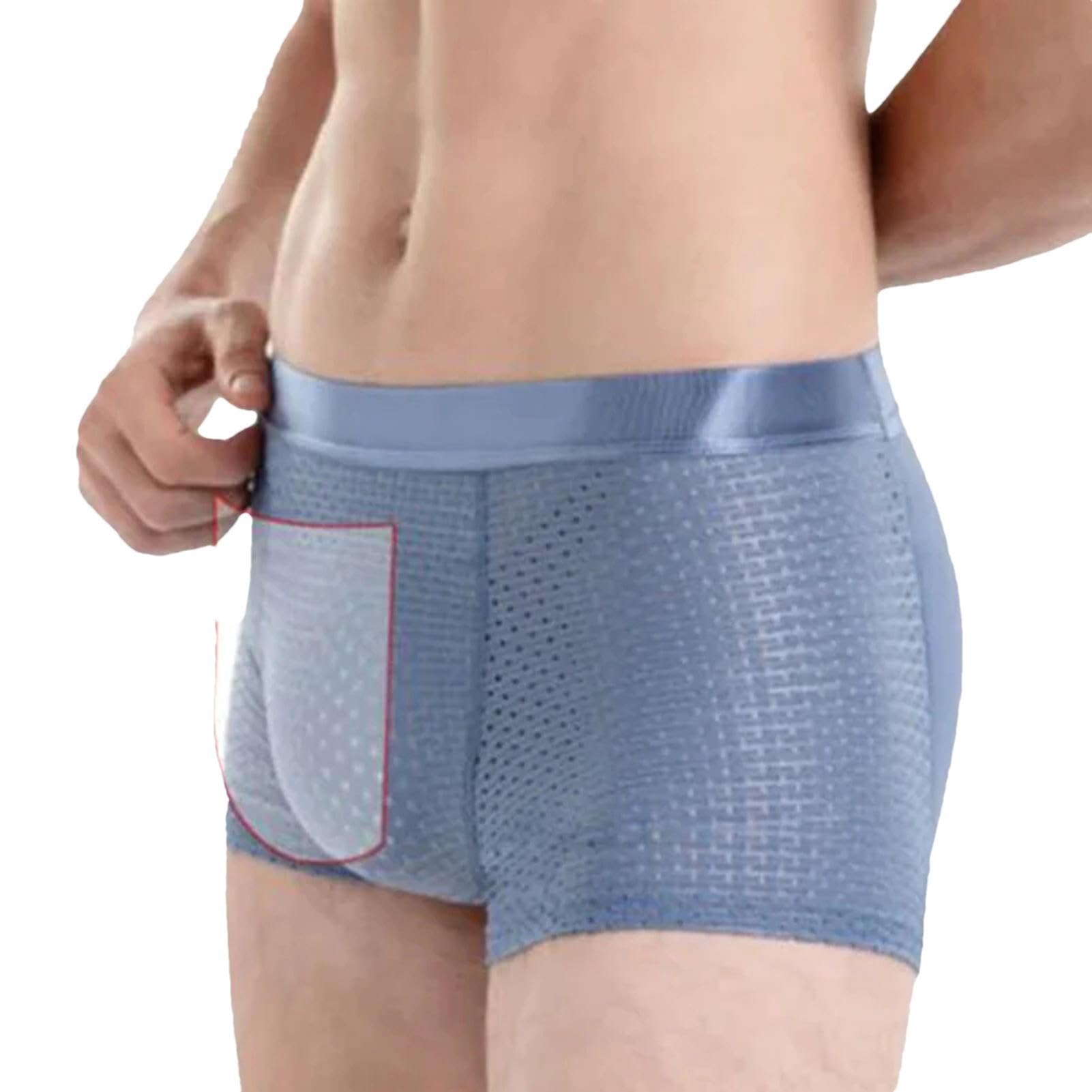 Lambo Herren-Unterwäsche aus Eisseide - Atmungsaktive, gepolsterte Herren-Boxershorts,Herrenunterwäsche, sexy Boxershorts für Herren, elastische Seidenboxershorts für Herren