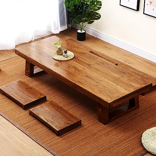 SnamicE Couchtisch aus Holz, Mitteltisch, japanischer Bodentisch, niedriger Tisch für, Tatami-Teetisch zum Sitzen auf dem Boden, Akzentmöbel, 100 x 60 x 35 cm (120 x 60 x 35 cm) (100 x 60 x 35 cm)