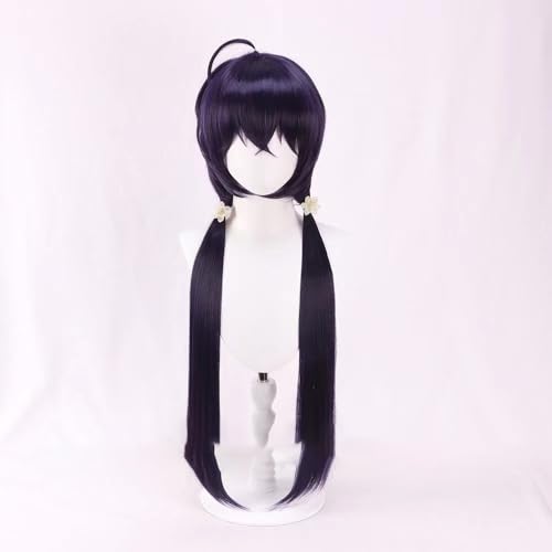 WCCNKK Anime Cosplay Perücke, Bungo Stray Dogs Izumi Kyouka Perücke, Blau-Violettes 75 Cm Langes Haar Mit Doppeltem Pferdeschwanz, Mit Perückenkappe, Für Party Alltag Halloween Perücke Cosplay