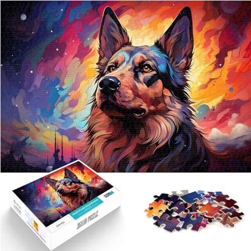 Puzzle, Geschenke, Spielzeug, Deutscher Schäferhund, Farbe, 1000 extragroße Teile, Holzpuzzle, schwieriges, hartes Puzzle für Frauen und Männer, 1000 Teile (50 x 75 cm)