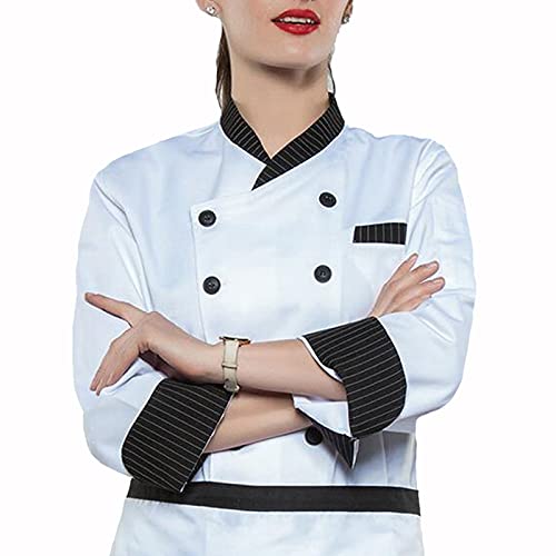 Kochjacke Unisex Kochjacke Damen Kochjacke Herren Männer Frauen Lange Ärmel Koch Koch Mantel Unisex Küche Gastronomie Essen Bedienung Arbeit Kleider Gebäck Restaurant Bedienung Uniform (Size : A(M))