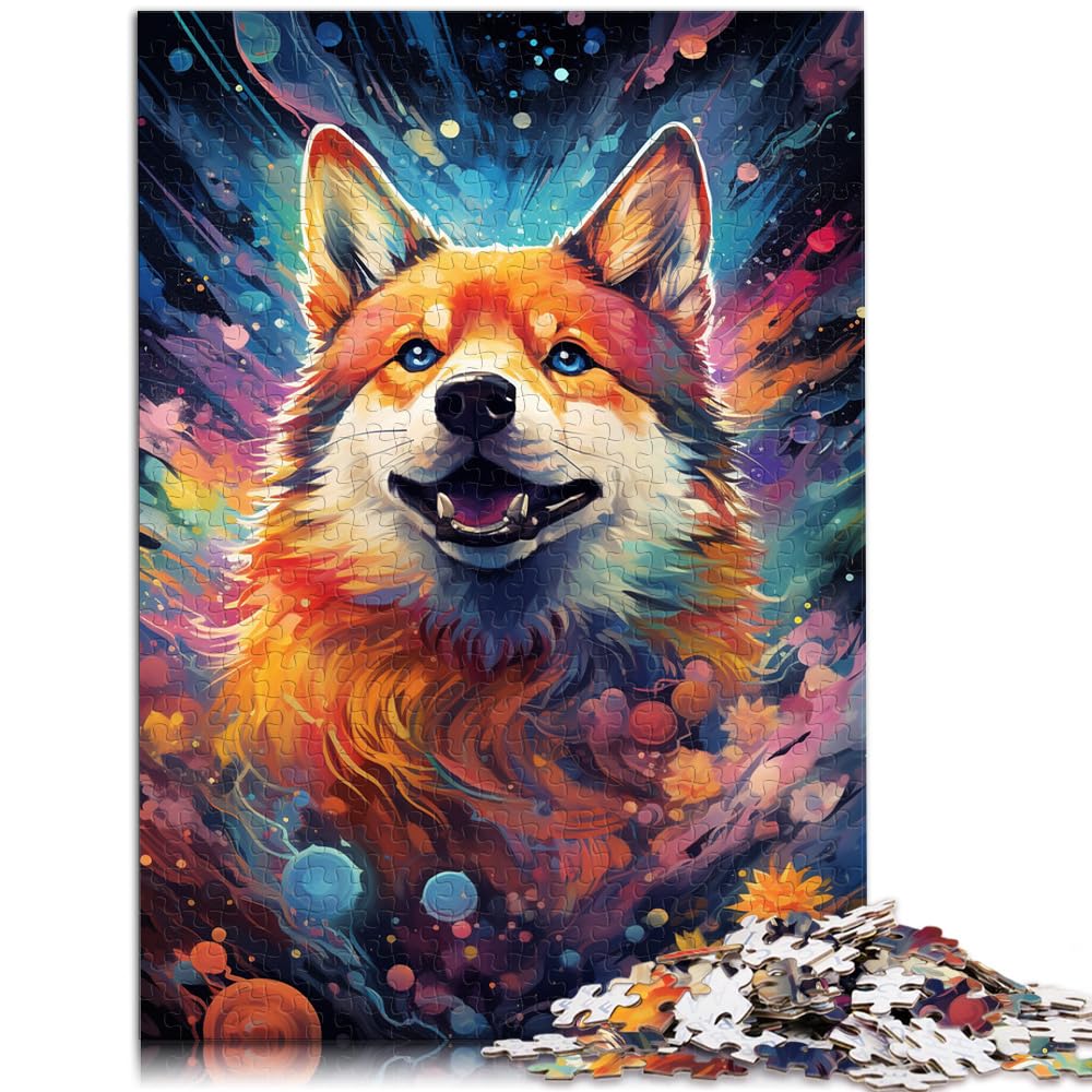 Puzzle für die farbenfrohe Psychedelie von Galaxy Shiba Inu für Erwachsene, Puzzle 1000 Teile, Holzpuzzle, Heimkunstdekor, 1000 Teile (50 x 75 cm)